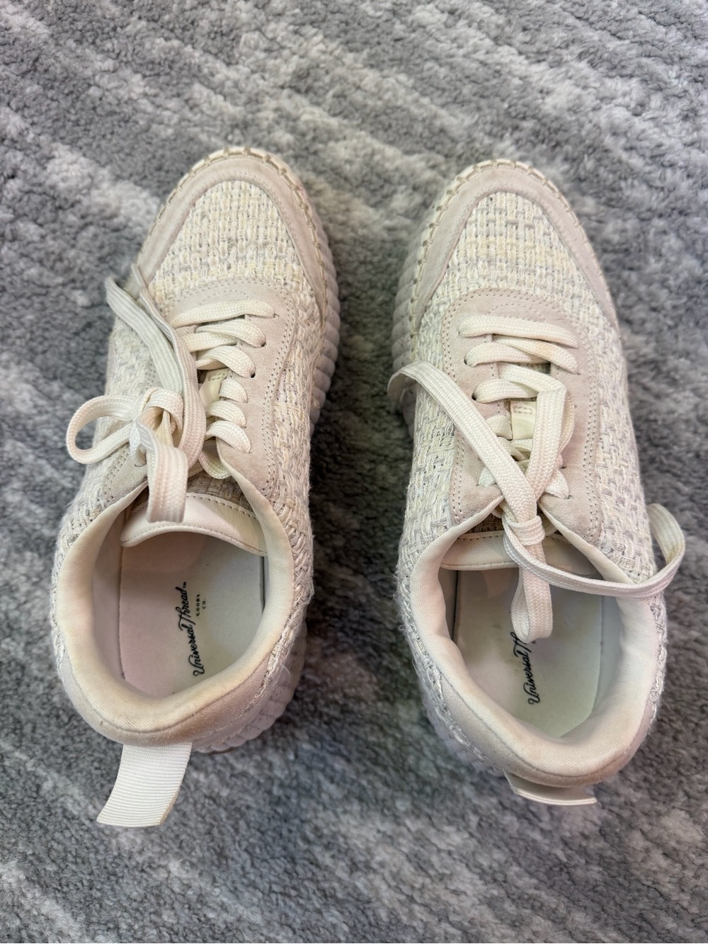 Universal Thread Cream Knit Lace-Up Sneakers